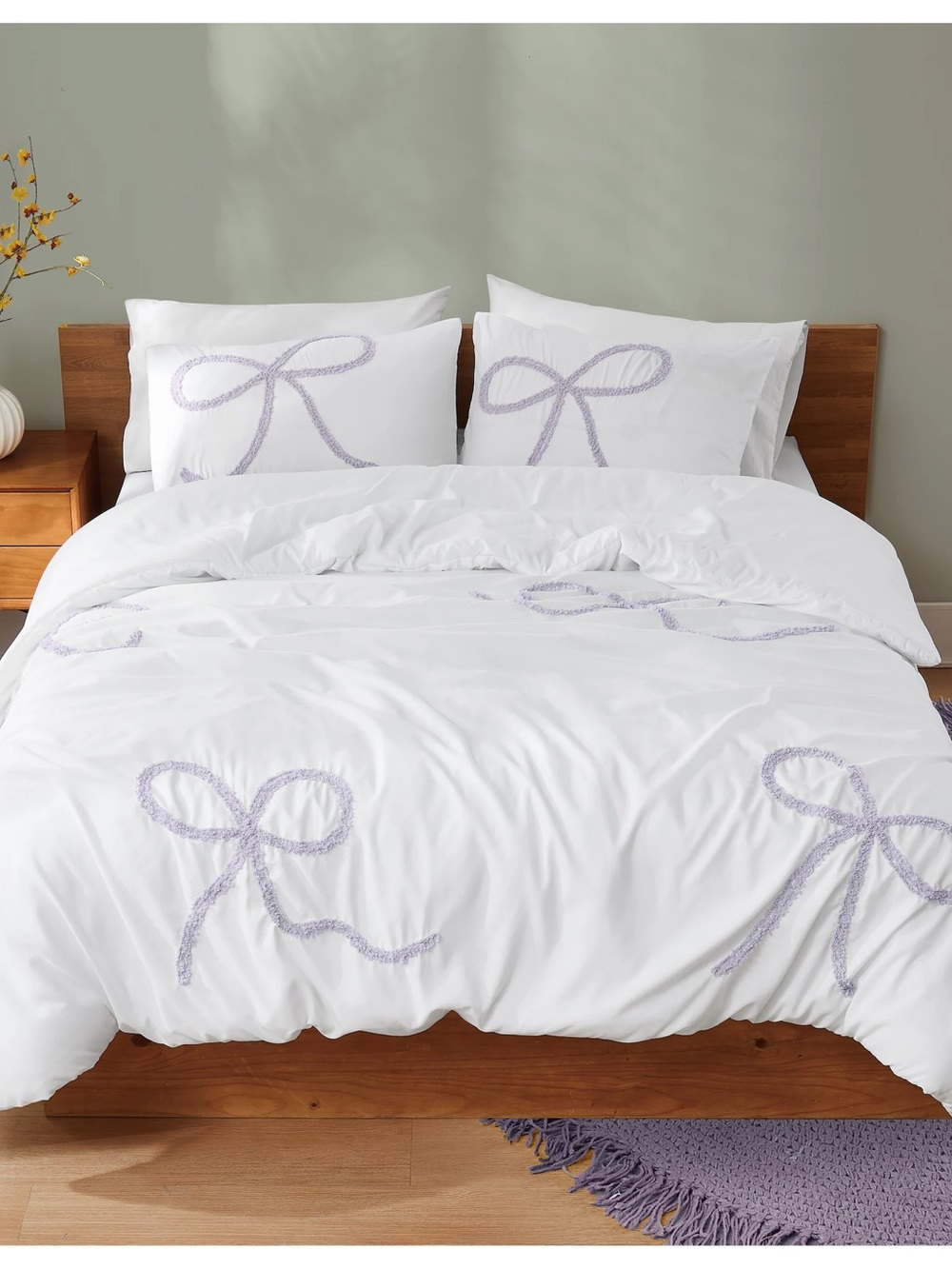 Truly Soft Textured Bow 3 Piece Comforter Set Sz Full/Queen NWT